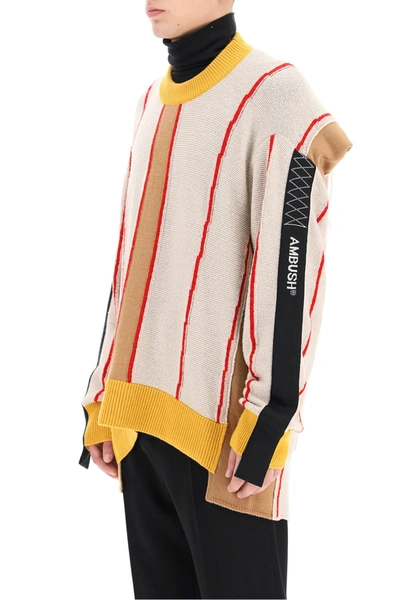 Ambush Pullover In Beige With Multicolor Intarsia In Mixed Colours