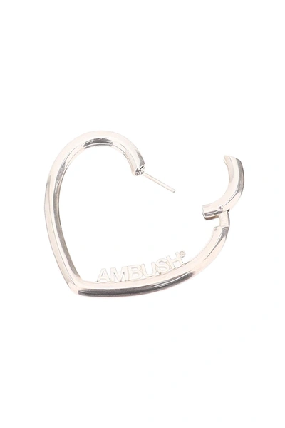 Shop Ambush Ladies Small Heart Hoop Earrings In Silver