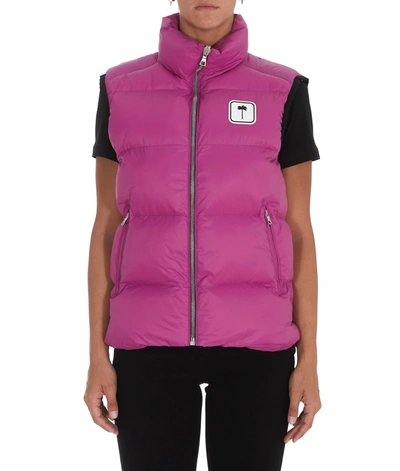 Shop Palm Angels Palm Padded Vest In Fuchsia