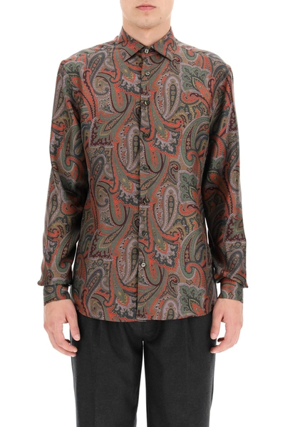 Shop Etro Floral Paisley Print Silk Shirt In Mixed Colours