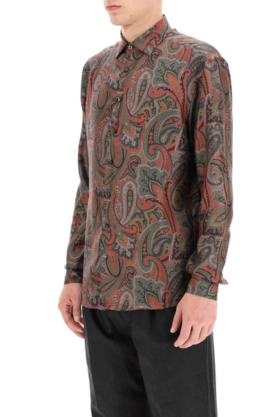 Shop Etro Floral Paisley Print Silk Shirt In Mixed Colours