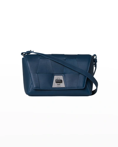 Shop Akris Anouk Small Braided Day Crossbody Bag In Pacific Blue