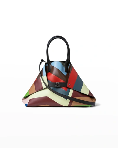 Shop Akris Ai Cervo Abstract-print Small Convertible Top-handle Bag In Multi