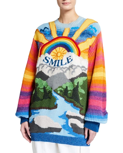 Shop Stella Mccartney Intarsia Wool-blend Sweater In 8491 Multicolor B