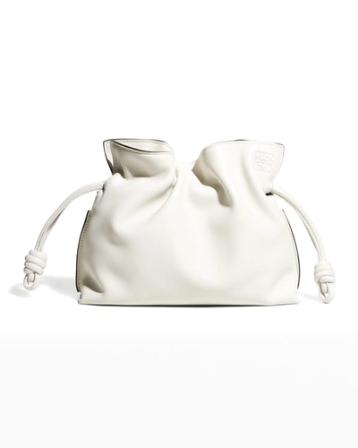 Shop Loewe Flamenco Mini Napa Drawstring Clutch Bag In Soft White
