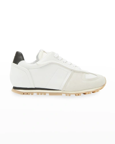 Shop Maison Margiela Mixed Nylon Retro Runner Sneakers In H8564 White Off W