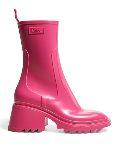 Shop Chloé Betty Rubber Rain Booties In 6o8 Hot Pink