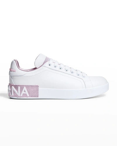 Dolce & Gabbana Dolce And Gabbana White And Pink Portofino Sneakers In  Nocolor | ModeSens