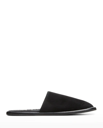 Shop Khaite Monaco Suede Flat Mule Slippers In Black