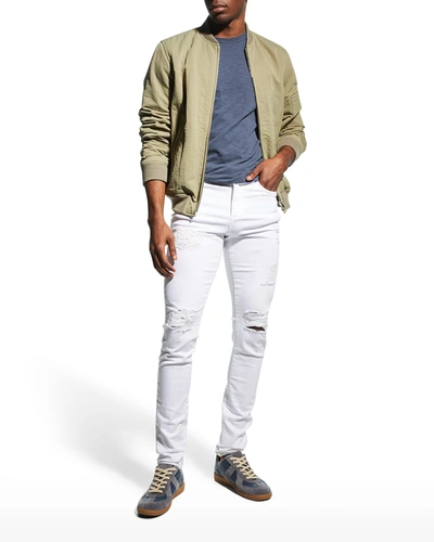 Shop Monfrere Men's Greyson Faded Distressed Skinny Jeans In Destroyed Blanc