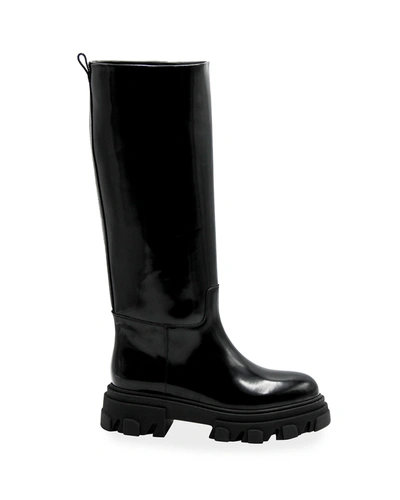 Shop Gia X Pernille Tubular Leather Lug-sole Moto Boots In Black