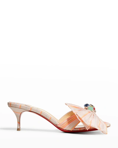 Shop Christian Louboutin Marie Anne Jeweled Stripe Bow Red Sole Sandals In Multimulti