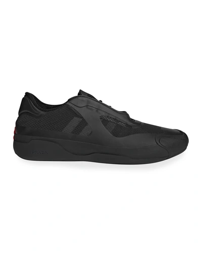 Shop Adidas X Prada Men's Luna Rossa 21 Boat Shoes In Black/red