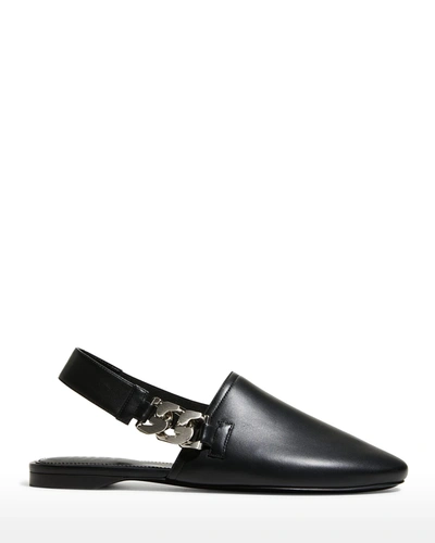 Shop Givenchy Napa Chain Flat Slingback Mules In Black