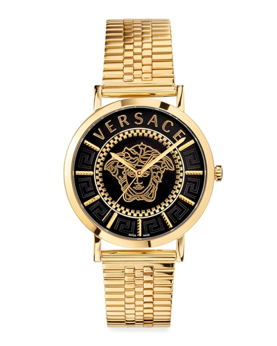 Shop Versace 40mm V-essential Bracelet Watch, Gold/black