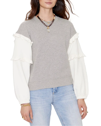 Shop Rebecca Minkoff Evelyn Ruffle-sleeve Sweatshirt In Greyecru