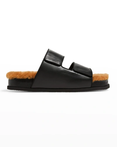Shop Neous Dombai Shearling Dual-band Slide Sandals In Black