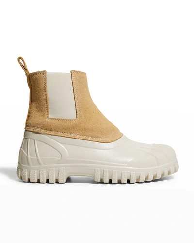 Shop Diemme Suede Rubber Short Chelsea Booties In White With Natura