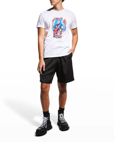 Shop Alexander Mcqueen Men's Multi Paint Skull-print T-shirt In White-mult