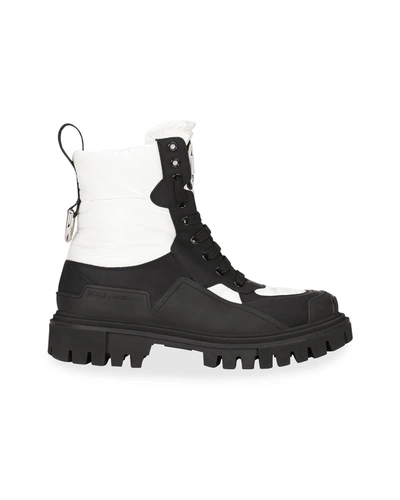 Shop Dolce & Gabbana Donna Quilted Hiker Boots In Whiteblck
