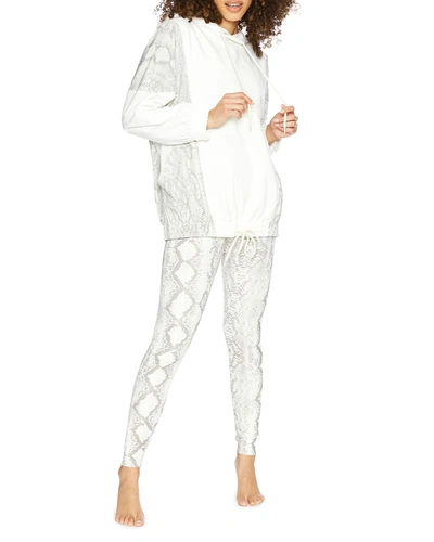 Shop Beach Riot Stella Snake Popover Hooded Jacket In Taupe Snake