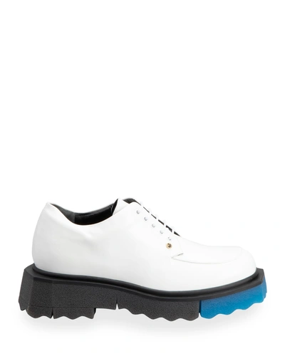 Shop Off-white Leather Sponge-sole Derby Shoes In Whiteno Color
