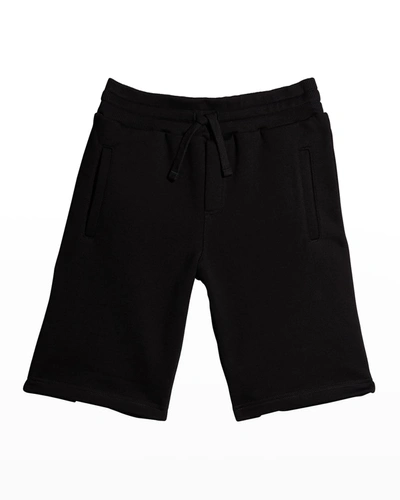 Shop Dolce & Gabbana Boy's Logo Drawstring Jogger Shorts In N0000 Black