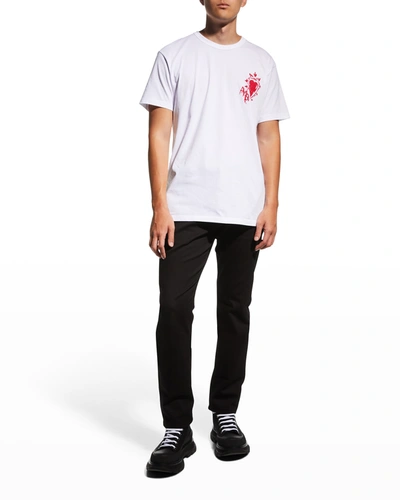 Shop Alexander Mcqueen Men's Heart-print Short-sleeve T-shirt In White-mult
