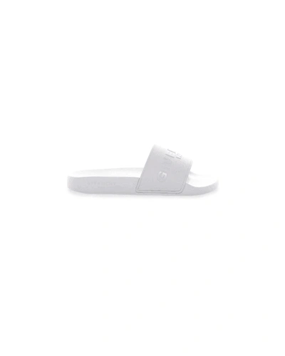 Shop Givenchy Logo Flat Pool Sandals In 100 White