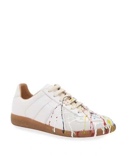 Shop Maison Margiela Replica Paint-splatter Sneakers In White Pattern