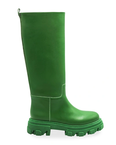 Shop Gia X Pernille Leather Tall Rain Boots In Avocado