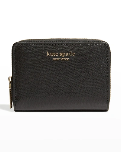 Shop Kate Spade Spencer Leather Zip Card Case In Warm Beigeblack