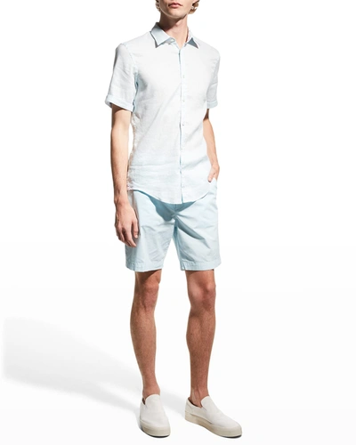 Shop Hugo Boss Men's Solid Cotton Shorts In Lightpastel Blue