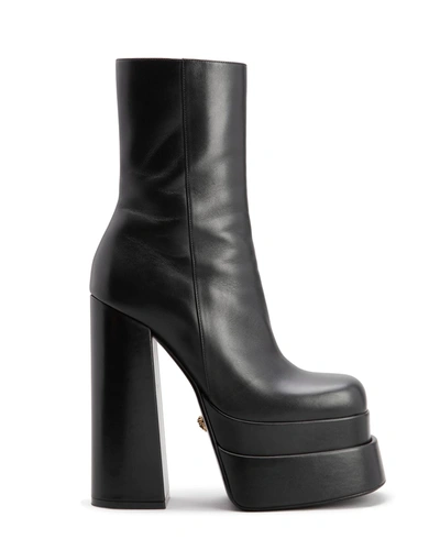 Shop Versace Aevitas Platform Boots In Nero Oro