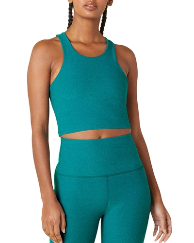 Shop Beyond Yoga Focus Cropped Tank Top In Bay Blue Heather