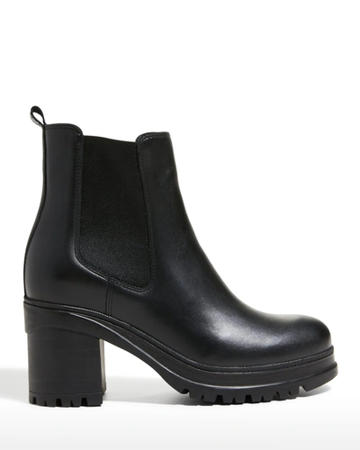 Shop La Canadienne Paxton Leather Lug-sole Chelsea Booties In Black