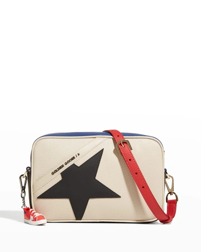 Shop Golden Goose Star Colorblock Leather Shoulder Bag In Whtblkbluered