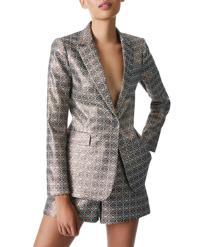 Shop Alice And Olivia Macey Notch-collar Fitted Blazer In Waterfall Multi