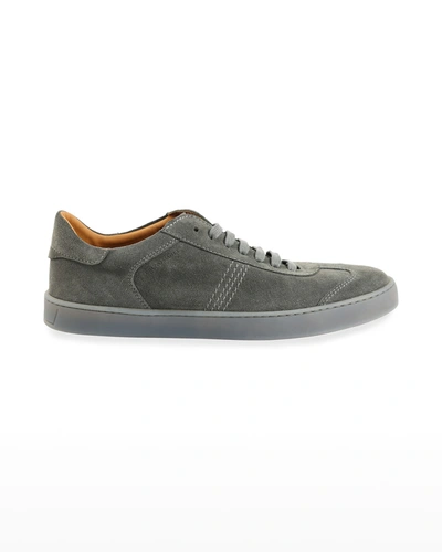 Shop Bruno Magli Men's Bono Suede Transparent-sole Low-top Sneakers In Military Green
