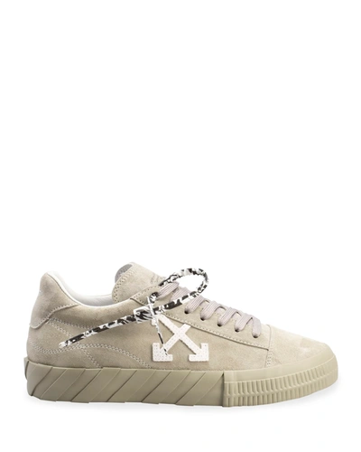 Shop Off-white Arrow Suede Vulcanized Low-top Sneakers In Beigewhite