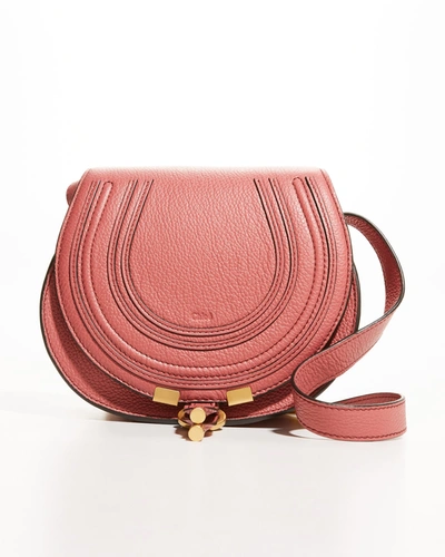 Shop Chloé Marcie Small Saddle Crossbody Bag In Faded Rose
