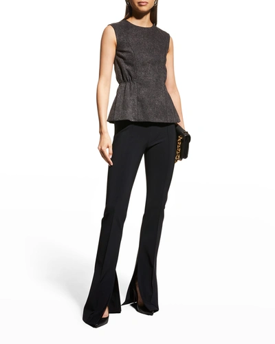 Shop Adam Lippes Neoprene Slit-cuff Flare Pants In Black