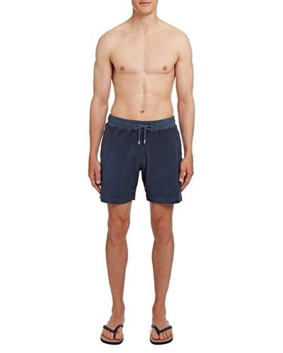 Shop Orlebar Brown Men's Afador Towelling Shorts In Navy