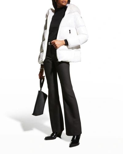 Shop Moncler Laiche Faux Fur Puffer Jacket In White