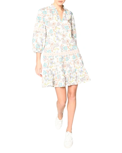 Shop Nicole Miller Jasmine Floral Poplin Shift Dress In White/mult