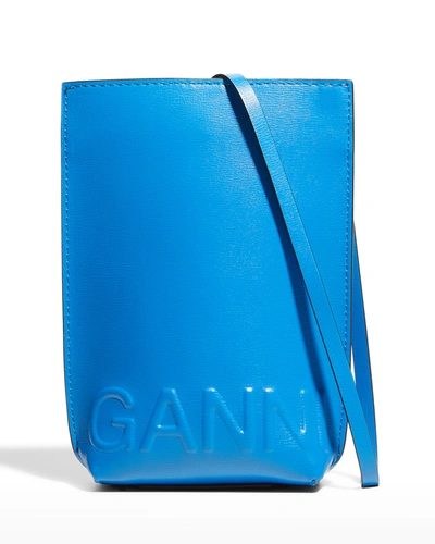 Shop Ganni Recycled Leather Crossbody Pouch Bag In Daphne