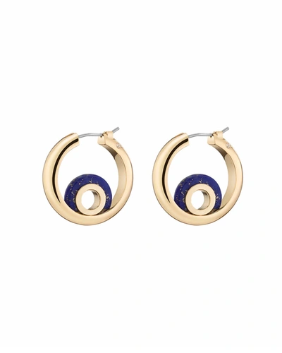 Shop Demarson Amy Mini Hoop Earrings, Blue Lapis In Gold Blue Lapis
