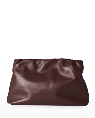 Shop The Row Bourse Large Lambskin Clutch Bag In Eppld Eggplant