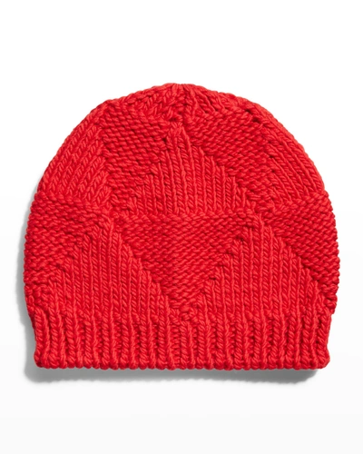 Shop Bottega Veneta Cable Knit Wool Beanie In Red
