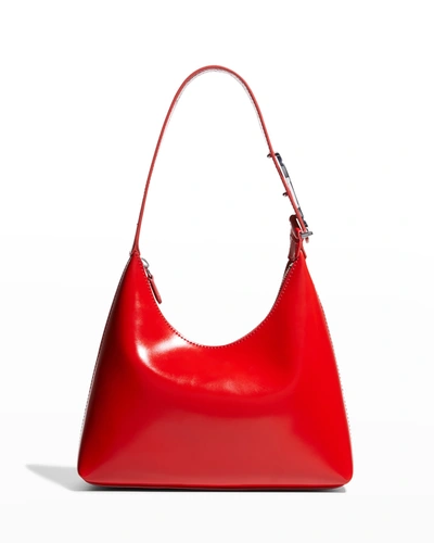 Shop Staud Scotty Sleek Calf Shoulder Bag In Tomato